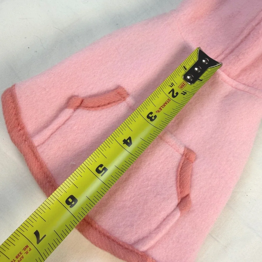 Boutique Fleece Hoodie Pet Outfit XXS Pink Sleeveless Zippered Dog Cat EUC